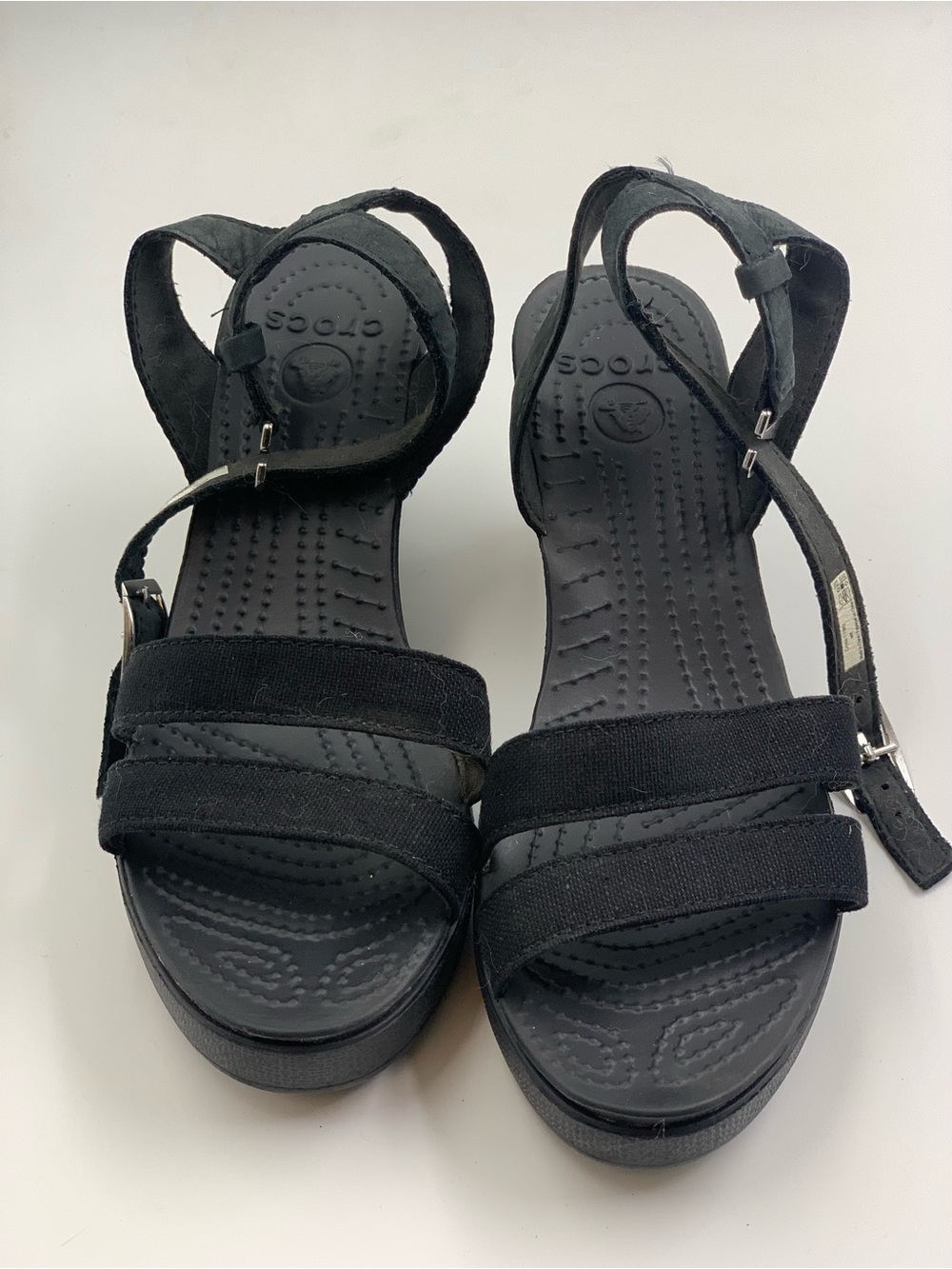 Crocs Leigh II Women's Black Strappy Platform Sandals Sz 8